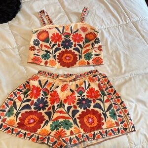 Floral Embroidered Two-Piece Set
